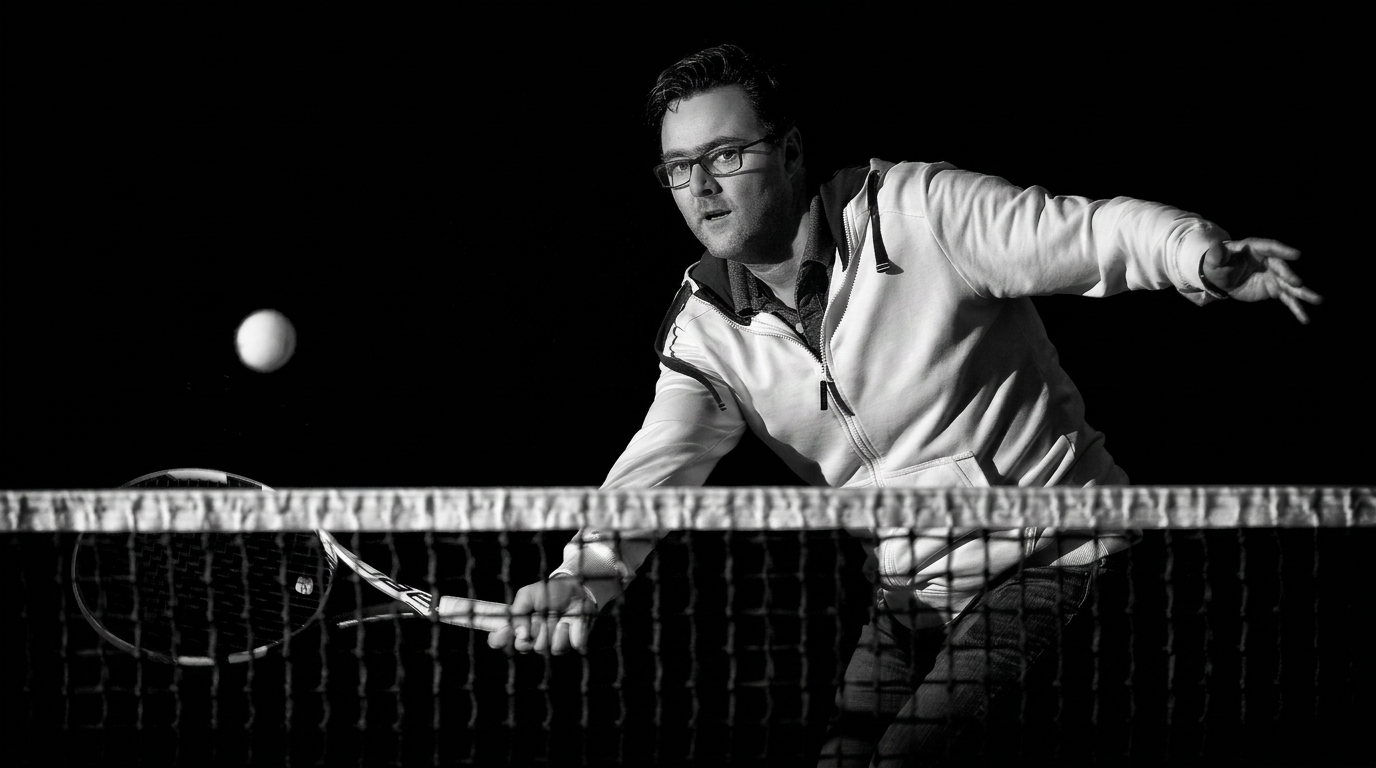 Carl Maes at the net